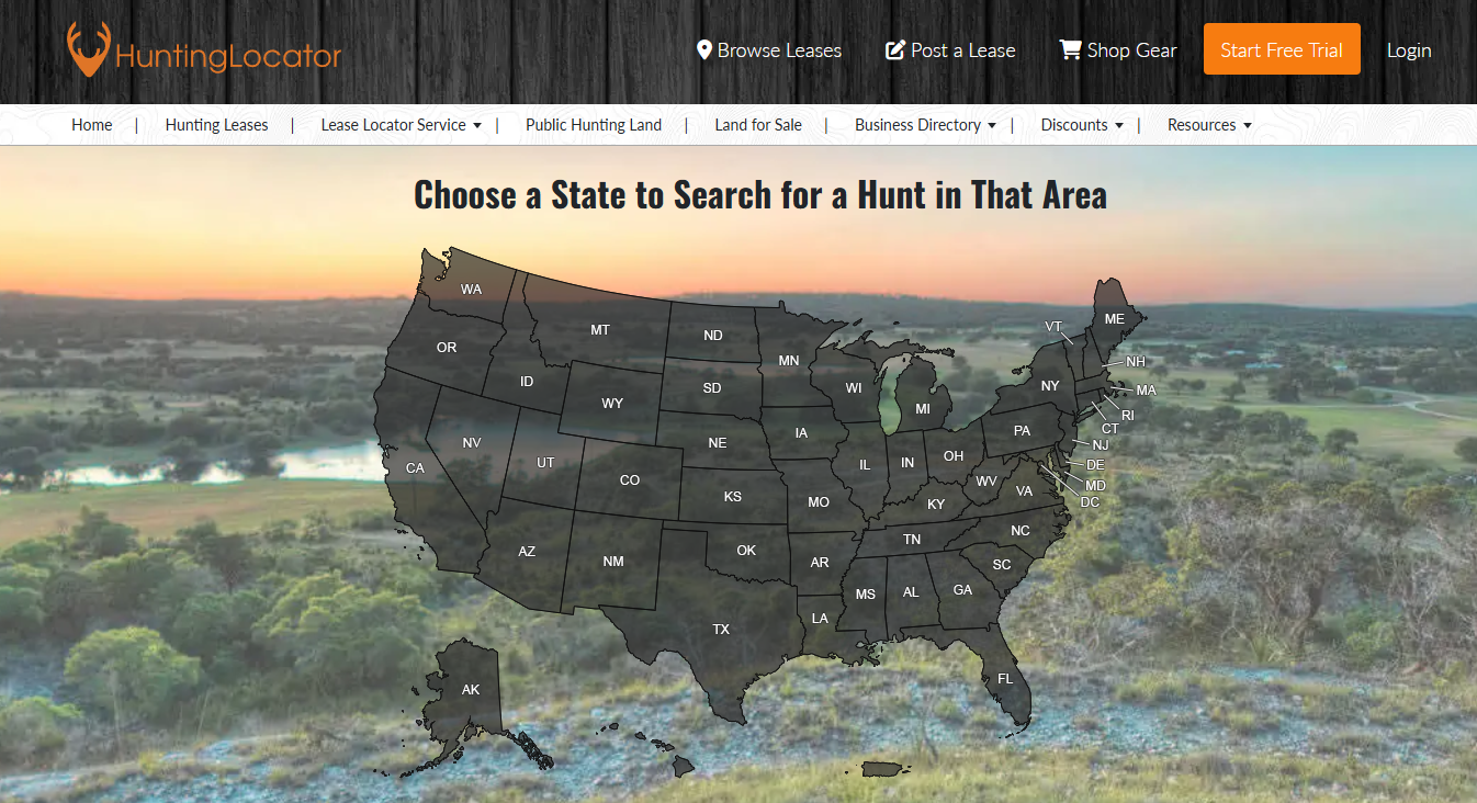 Hunting Locator website
